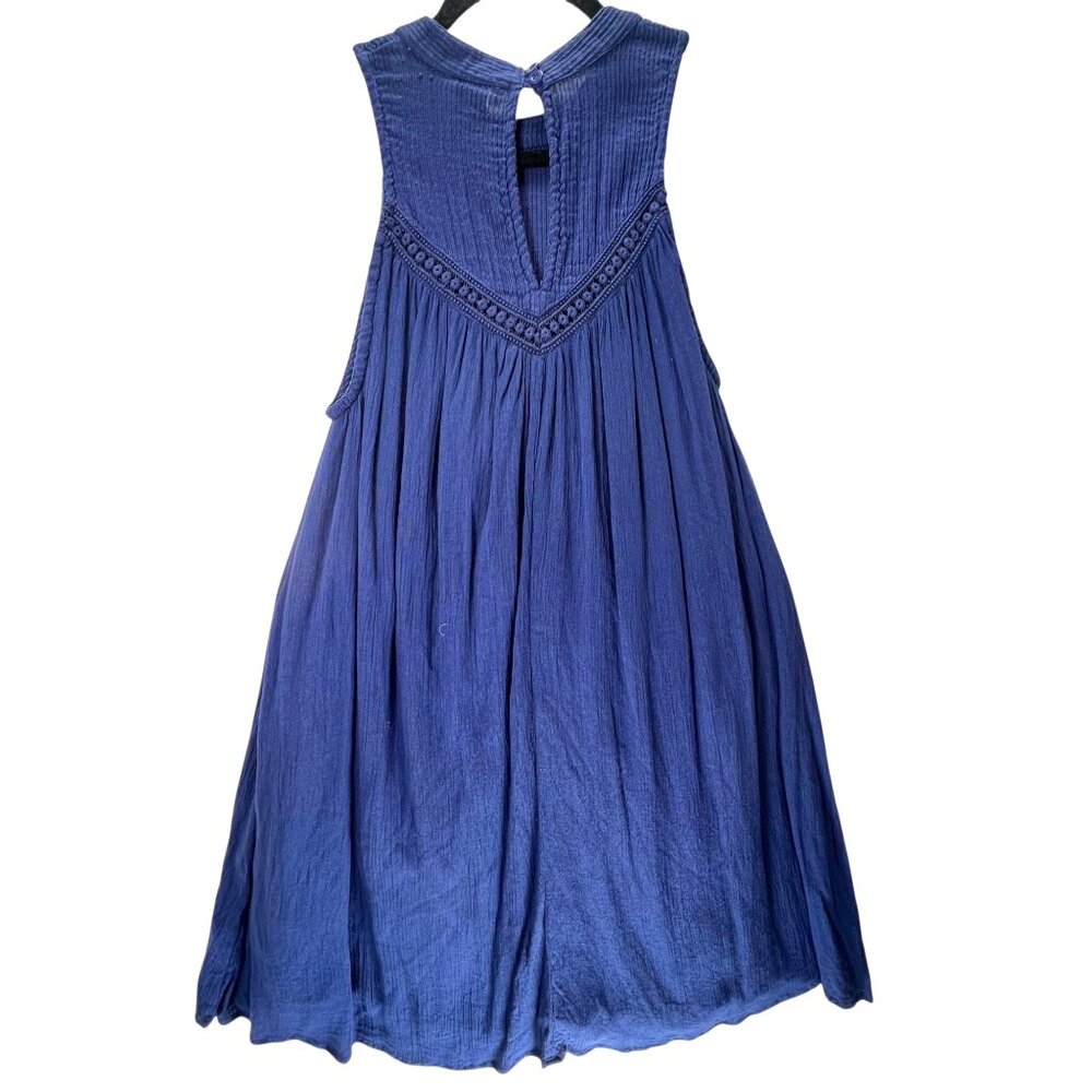 Volcom Sleeveless Blue Tunic Dress Crochet Keyhole Boho Small 10 Lined Gauzy - Picture 4 of 13